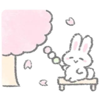 🦴 lapin, mignon, kawaii, printemps, fleur de cerisier, arbre telegram sticker