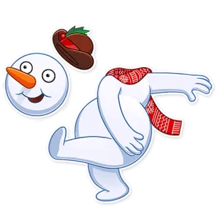 😜 muñeco de nieve, invierno, navidad, fiesta, dibujos animados, nieve, bufanda whatsapp sticker