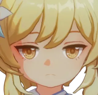 😒 Lumine Genshin Impact Spiel, Anime, Ausdruckslos, Blond, Schmollend telegram sticker