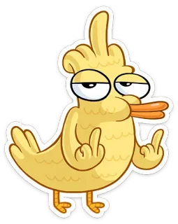 😐 pato, dedo corazón, grosero, dibujos animados, ofensivo, pájaro whatsapp sticker