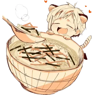 🤤 Anime, Kawaii, Tiger, Reis, Essen, Süß telegram sticker