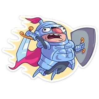 🔥 cavaliere, armatura, spada, scudo, cartone animato, combattente, guerriero telegram sticker