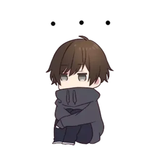 😐 anime, chibi, cute, sad, cartoon telegram sticker