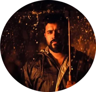 😡 homme, barbe, parapluie, pluie, portrait telegram sticker