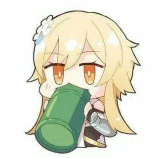 ⛸ Lumine Genshin Impact anime, chibi, genshin impact, lumine, drinking, cute telegram sticker