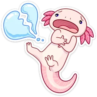 💔 Axolotl, traurig, gebrochenes Herz, Cartoon, Sticker telegram sticker