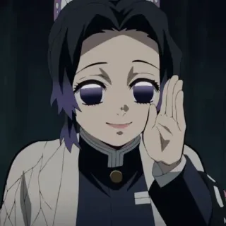 🦋 Shinobu Kocho Demon Slayer Аниме, Клинок, рассекающий демонов, Шинобу Кочо, Персонаж, Улыбка, Приветствие whatsapp sticker