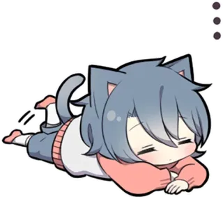 🤔 kot, neko, anime, śpiący, zrelaksowany, słodki telegram sticker