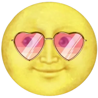 😘 luna, occhiali a cuore, carino, giallo, emoji telegram sticker