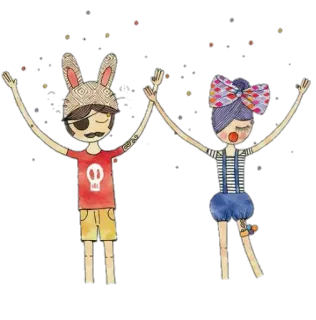 👯 disegno, bambini, coppia, festa, divertimento, arte, cartoni animati telegram sticker