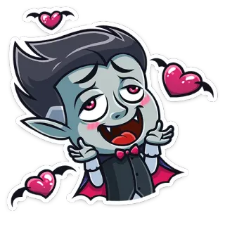 💕 vampiro, halloween, dibujos animados, lindo, amor, corazones, monstruo telegram sticker