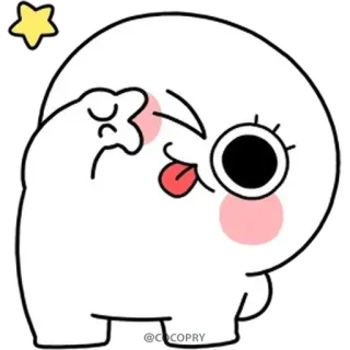 ✌️ niedlich, Cartoon, weißer Blob, Zunge, Stern, Figur, Illustration, lustig whatsapp sticker