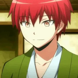 🎈 Karma Akabane Assassination Classroom Anime, Cabelo vermelho, Karma Akabane, Assassination Classroom, Sorrindo whatsapp sticker