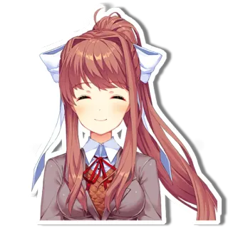 ☺️ Monika Doki Doki Literature Club! anime, fofo, garota, Monika, video game, sorrindo whatsapp sticker