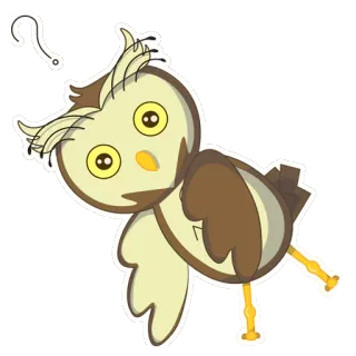 ❓ sowa, kreskówka, naklejka, ptak whatsapp sticker