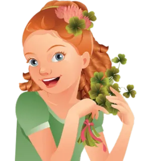 😃 ragazza, trifoglio, cartone animato, rossa telegram sticker