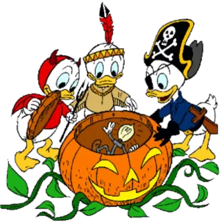 👥 halloween, kürbis, donald duck, kostüme, cartoon telegram sticker