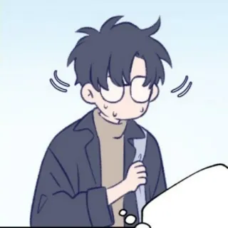 🌨 Cartoon, Mann, Brille, Besorgt, Figur, Zeichnung whatsapp sticker