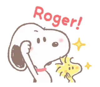 ✅ Snoopy Roger! 史努比, 花生漫画, 狗, 伍德斯托克, 卡通 whatsapp sticker