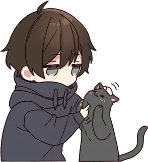 😊 Anime, Kat, Jongen, Kawaii, Schattig, Huisdier, Sticker telegram sticker