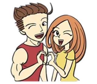 😉 Dibujos animados, Amor, Pareja, Corazón, Amistad, Feliz telegram sticker