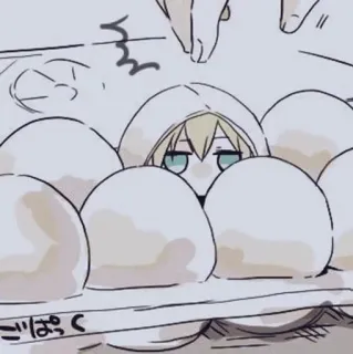 😶 ご ぱっく Anime, Oeufs, Dessin animé, Mignon, Sweat à capuche telegram sticker