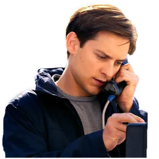 📞 Peter Parker Spider-Man Peter Parker, Spider-Man, Tobey Maguire, Marvel, téléphone, cabine téléphonique telegram sticker