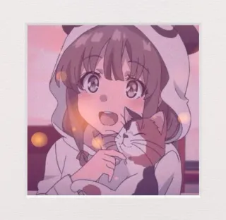 ✨ Anime, Ragazza, Gatto, Carino, Kawaii, Manga, Felpa Panda telegram sticker