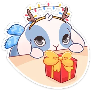 🎁 binatang, kelinci, hadiah, Natal, liburan, imut, kartun telegram sticker