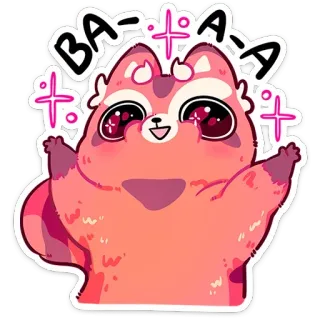 🤩 BA-AA cute, animal, sparkle, kawaii, red panda, sticker, cartoon telegram sticker