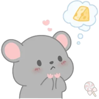 🐀 мышь, сыр, милый, животное, каваий, мультфильм telegram sticker