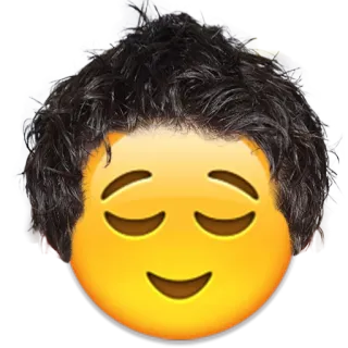 😌 emoji, face, calm, hair telegram sticker