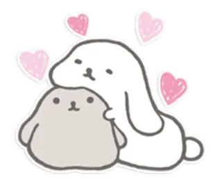 😌 fofo, animais, amor, kawaii, adorável, corações, adesivo telegram sticker