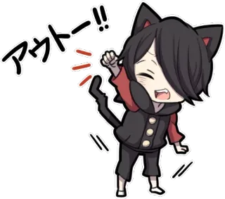 😝 アウトー！！ kucing, anime, chibi, imut, jepang telegram sticker