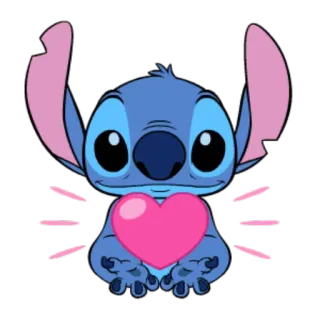 💗 Stitch Lilo & Stitch น่ารัก, หัวใจ, ความรัก, ดิสนีย์, การ์ตูน, มนุษย์ต่างดาว whatsapp sticker