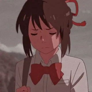 💫 Mitsuha Miyamizu Your Name Anime, Mitsuha, Miyamizu, Your Name, Buồn, Cô gái telegram sticker