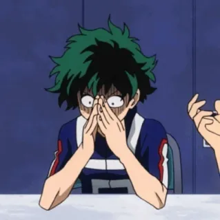 🥦 Izuku Midoriya My Hero Academia 애니메이션, 나의 히어로 아카데미아, 미도리야 이즈쿠, 데쿠, 충격, 걱정 telegram sticker