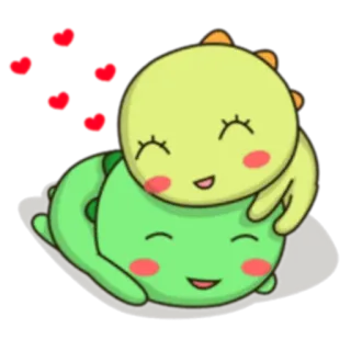 💗 carino, amore, dinosauro, cartone animato, kawaii, amicizia whatsapp sticker