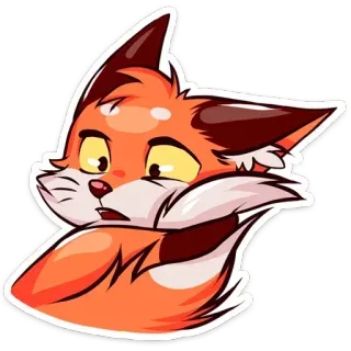 😯 rubah, binatang, kartun, oranye, stiker telegram sticker