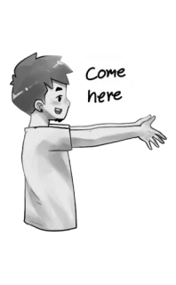 🤗 Come here invito, abbraccio, saluto, illustrazione, persona, amichevole telegram sticker