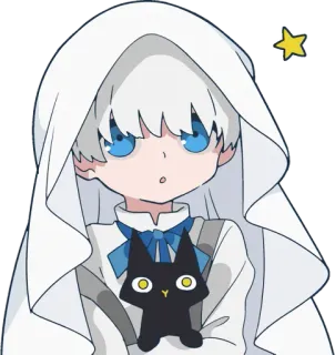 😯 Anime, Lindo, Dibujos animados, Estrella, Personaje, Gato negro telegram sticker