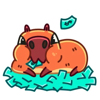 💸 คาปิบารา, เงิน, น่ารัก, สัตว์, การ์ตูน telegram sticker