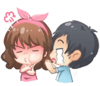😭 cartoon, angry, upset, couple, chibi whatsapp sticker