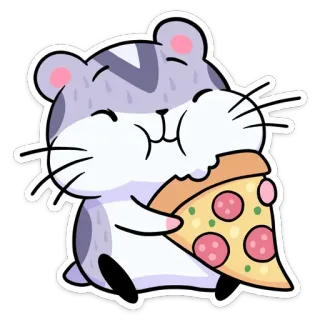 🍕 ハムスター, ピザ, 漫画, 動物, かわいい, 食べ物, げっ歯類, ペット telegram sticker