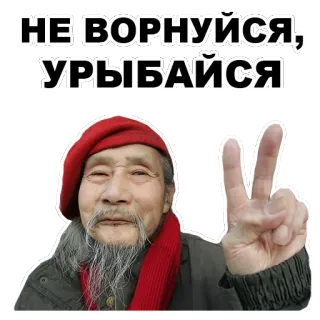 🙂 НЕ ВОРНУЙСЯ, УРЫБАЙСЯ rosyjski, uśmiech, pokój, starszy, beret telegram sticker