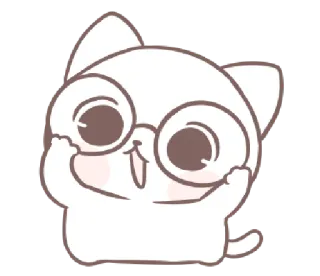 🤓 gato, fofo, óculos, animal, desenho animado, adesivo whatsapp sticker