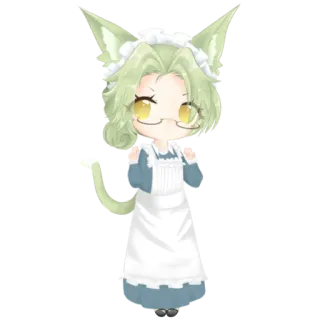 🫖 kucing, chibi, gadis kucing, anime, imut, pelayan telegram sticker