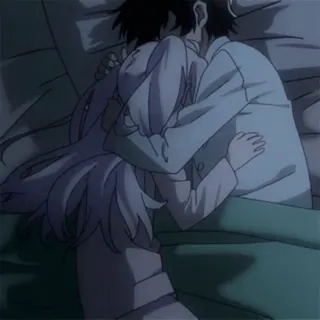 🖤 Anime, Pareja, Cama, Dormir, Romántico telegram sticker