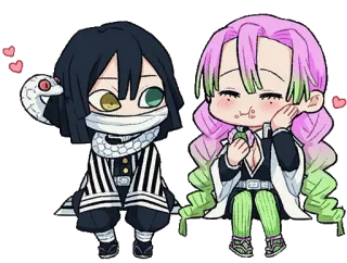 💖 动漫, 可爱, Q版, 鬼灭之刃, 浪漫 whatsapp sticker