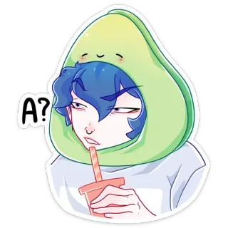 🤔 A? Anime, Desenho animado, Abacate, Pergunta, Fofo, Desenho whatsapp sticker